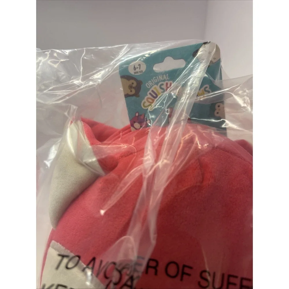 NEW Squishmallows Plush Slippers Red Fox Fifi Youth Size 6/7 Pinkish Fits WM Szs